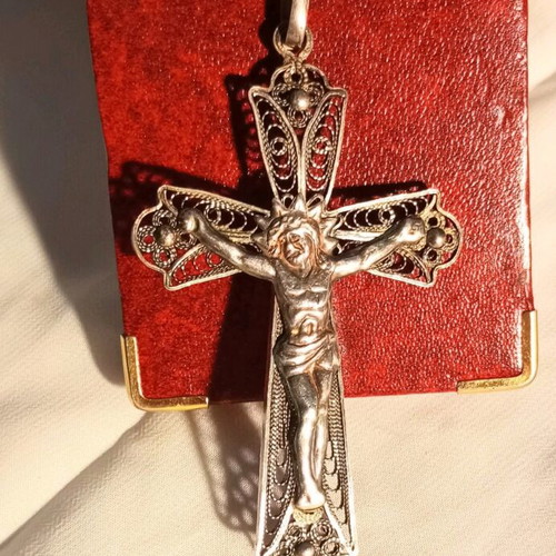Silver cross 950 filigree vintage like new