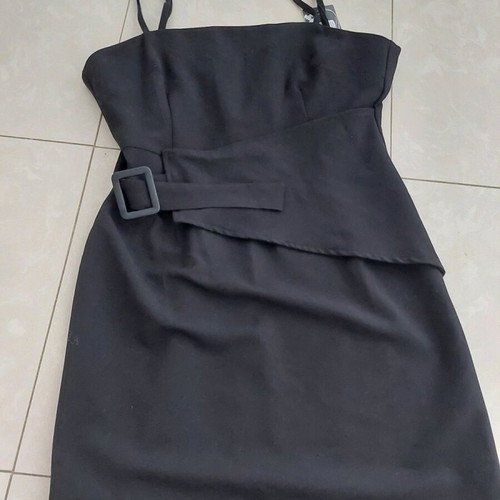 Bsb dress new black spaghetti strap with waist belt