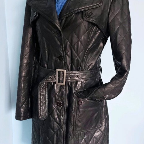 Paisley Park women's quilted leather coat used, black