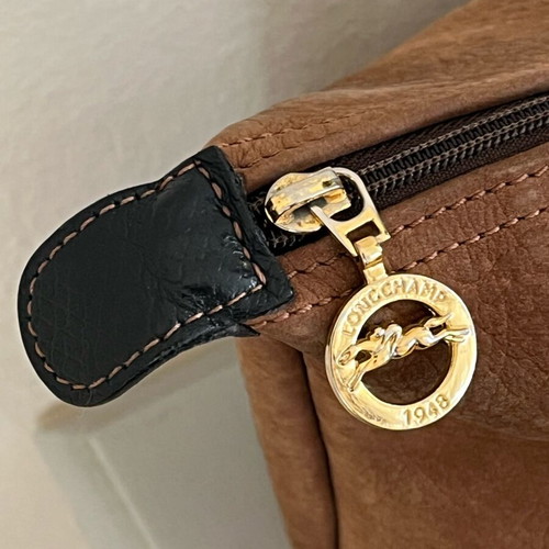 Longchamp shoulder bag used vintage brown leather