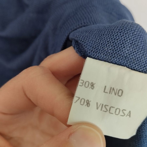 Paolo Todesco vintage sleeveless blouse blue linen new Medium Large