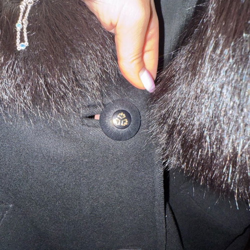 Coat black with genuine mink collar used, size M/L
