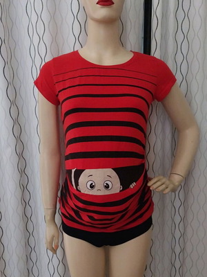 Peek-a-boo maternity t-shirt red cotton, like new, size S