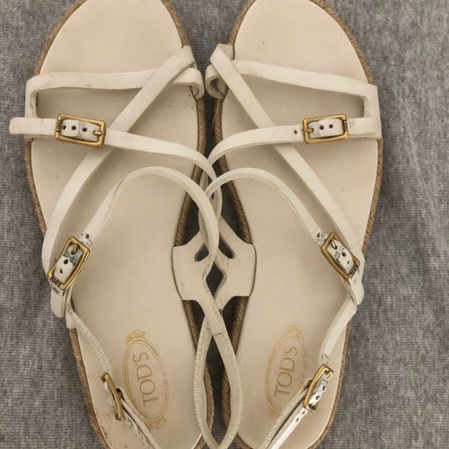 Tod's white sandals size 37 with jute sole