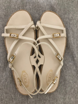 Tod's white sandals size 37 with jute sole