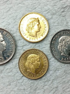 Swiss coins used, set of 4 M4-50