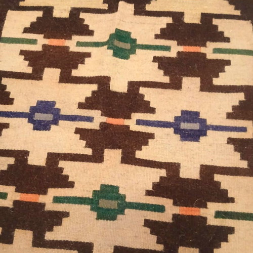 Handwoven rug used, over 100 years old, runner 1.95x0.66 m