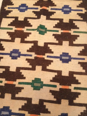 Handwoven rug used, over 100 years old, runner 1.95x0.66 m