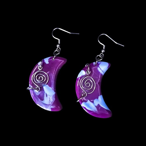 Moon Phase Earrings new, blue and purple