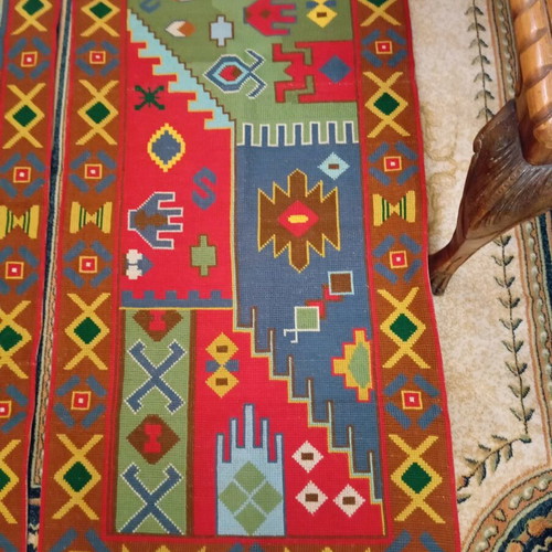 Set of 2 handmade embroidered rugs 1960s like new