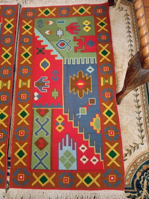 Set of 2 handmade embroidered rugs 1960s like new