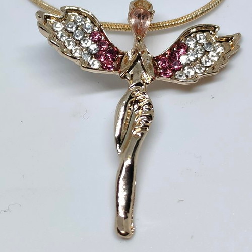 Angel pendant with chain and stones like new