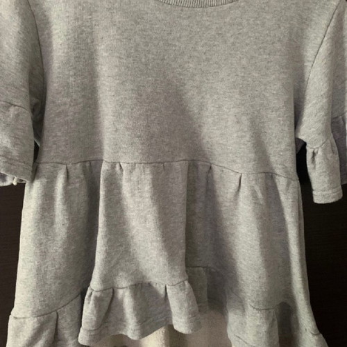 Dimopoulou Closet Asymmetric Ruffle Blouse new, gray Medium