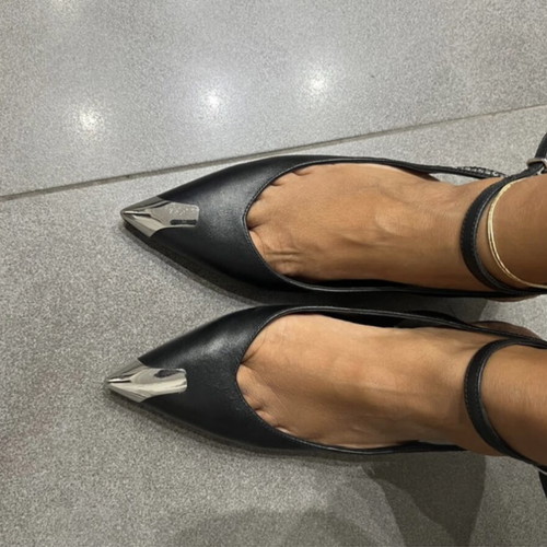 Karl Lagerfeld ballerinas like new, leather, black-silver, size 36