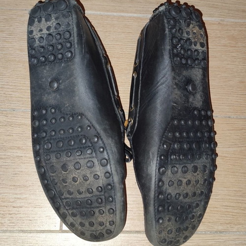 Car Shoe black leather driving moccasins used, size 43