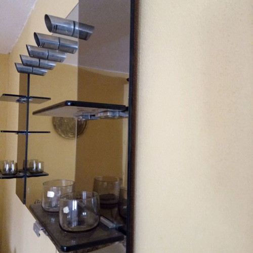 Bathroom mirror used with lights, shelves and glass holders 140x80cm