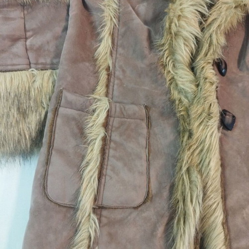 Moda Piu Long Coat like new, warm, with fur trim, brown, XL