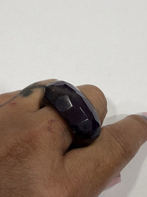 Amethyst ring carved from solid natural stone, size 59