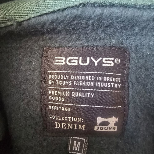 3Guys hoodie medium size like new, green, fleece interior