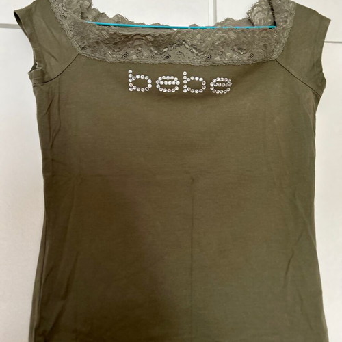 BEBE, blouse, Made in USA, khaki color, Size L.