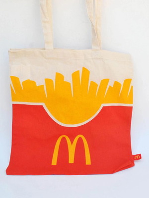 McDonald's Tote Bag with French Fries Print beige canvas like new