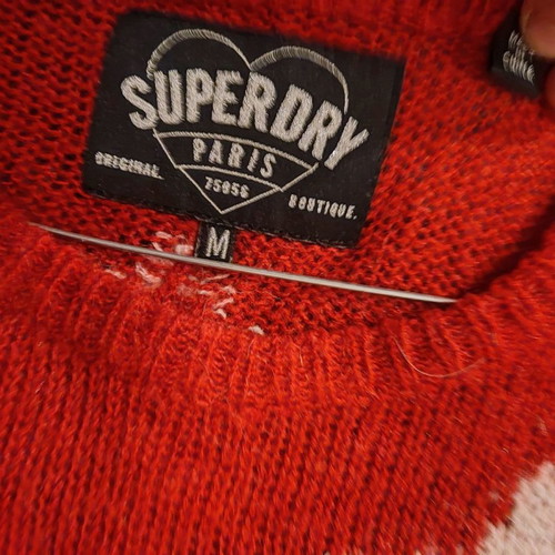 Superdry wool Christmas sweater used, red, size M