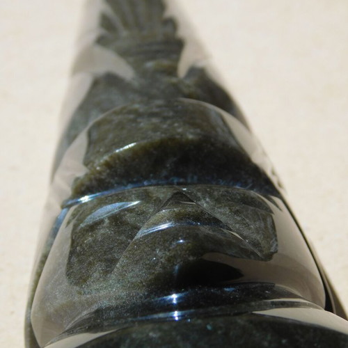 Handmade Maya Aztec Statue from Gold Sheen Obsidian, like new