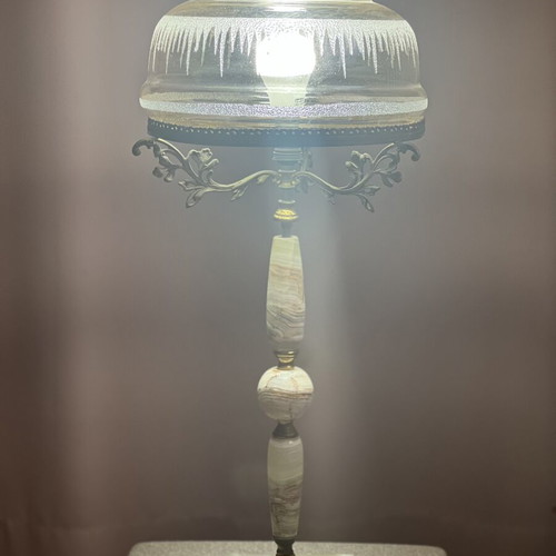 Vintage Table Lamp 76cm Onyx and Bronze Like New
