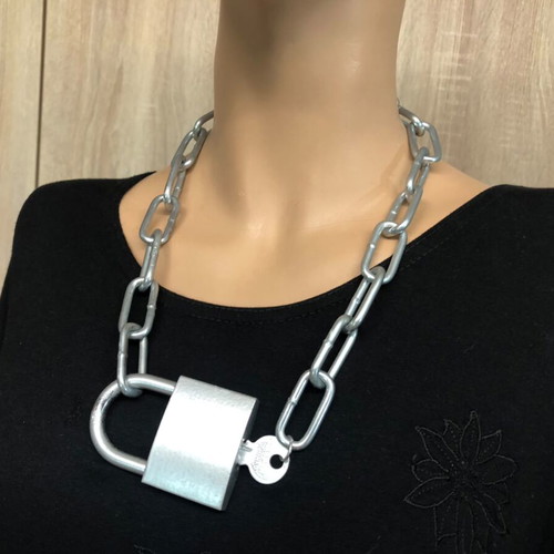 Lock Choker Necklace gothic alternative unisex with key accessory, new