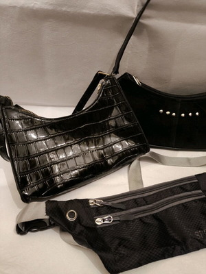 Set of 2 black shoulder bags new, velvet vintage and vinyl