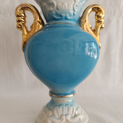 Vintage vases set of 3 from Italian ceramics in baroque style like new