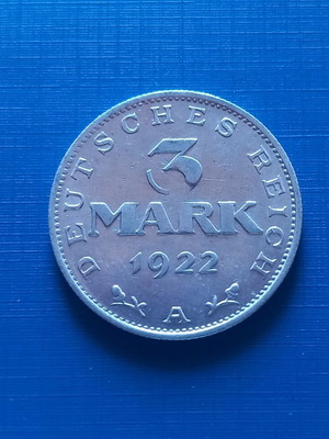 Γερμανία Δημοκρατία Βαϊμάρης 3 Mark 1922 αναμνηστικό νόμισμα