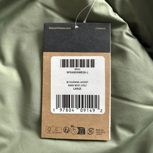 The North Face Siurana Jacket new men's winter green polyester