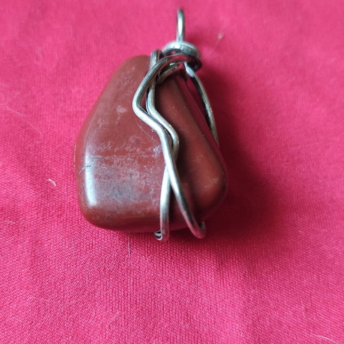 Handmade pendant with red jasper semiprecious stone like new
