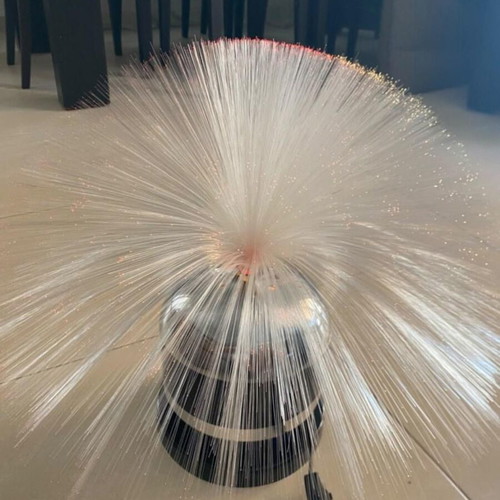 Vintage 70s Space Age Fiber Optic Lamp Chrome Base like new