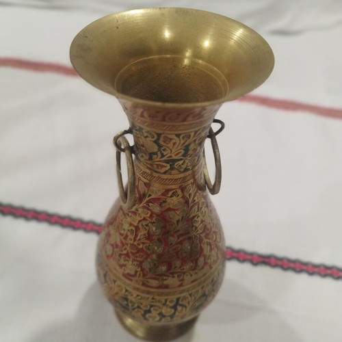 Indian brass vase used with ornaments, 21 cm height