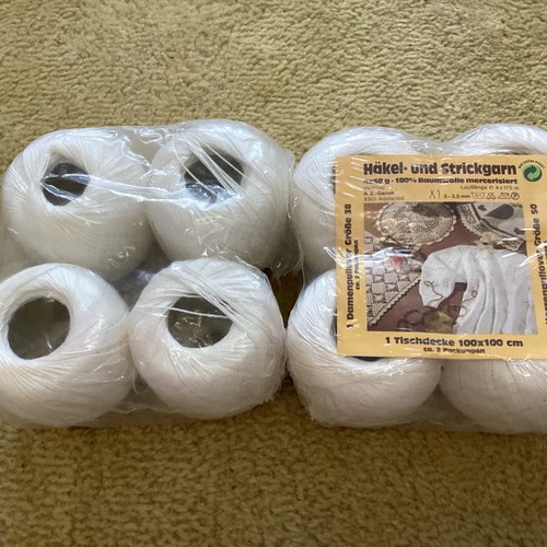 Cotton yarn new, pack of 8 for lace and fringes
