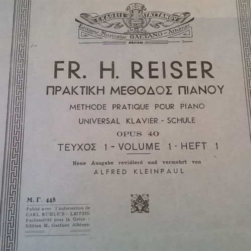 Reiser FR.H Piano Method Op.40 used