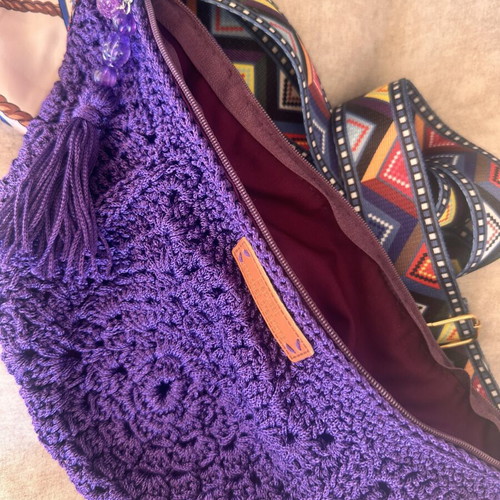 Handmade Crochet Crossbody Bag in Purple