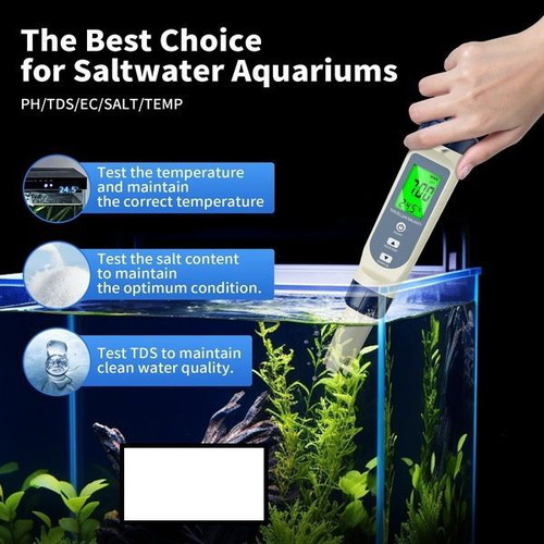 YAOBLUESEA 5-in-1 digital water tester pH TDS EC salinity temperature