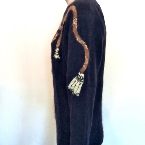Mondì Wool & Angora Knit Sweater with Tassel Print, Size S/M