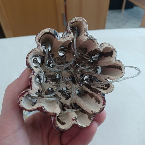 Handmade decorative lamp with lights like new, includes batteries