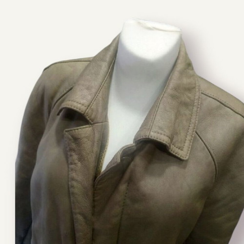 Leather vintage coat used, size XL, brown