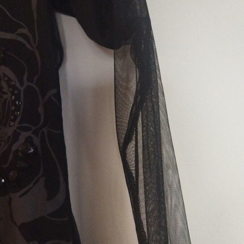 Raxevsky evening dress like new with beads and transparency black