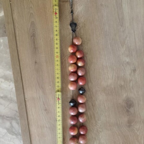 Silver Komboloi with 23 authentic apple coral beads, like new