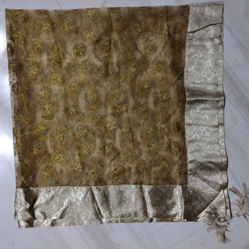 Tablecloth organza with embroidered tassels 1.34x1.34, new