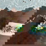 Неонов комплект бижу нов, обеци и синджир с висулка