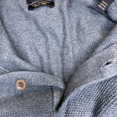 Massimo Dutti Long Sleeve Knit Polo Shirt XL used, grey and green
