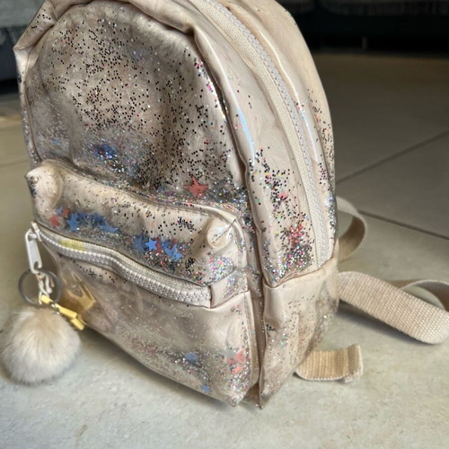 Zara backpack beige-gold with glitter used 24x20