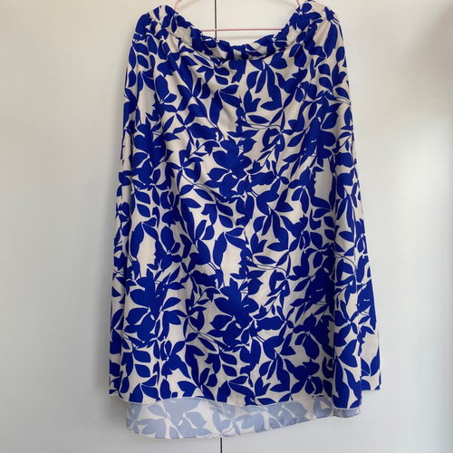 Floral maxi skirt white blue XL-XXL new with elastic waist